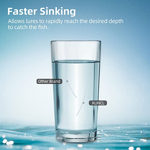 RUNCL Fluorocarbon Fishing Line, PowerFluoro Clear Ice Fishing Leader Line - Virtually Invisible, Faster Sinking, Extra Sensitivity, 300/500/1000yds, 5-32lb Break Strength, Fishing Gifts - size: 5 lb - 500 yds
