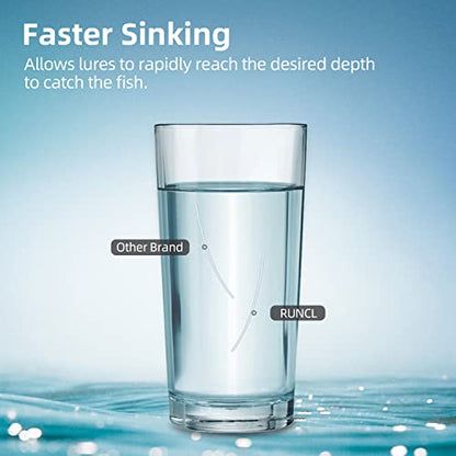 RUNCL Fluorocarbon Fishing Line, PowerFluoro Clear Ice Fishing Leader Line - Virtually Invisible, Faster Sinking, Extra Sensitivity, 300/500/1000yds, 5-32lb Break Strength, Fishing Gifts - size: 14 lb - 500 yds