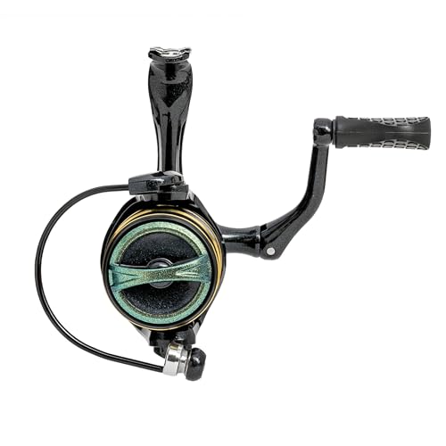 Lew’s Wally Marshall Signature Series Spinning Fishing Reel, 5+1 Bearings, Graphite Frame and Rotor, Interchangeable Retrieve, Green/Gold - size: 100 (Clam Packaging)