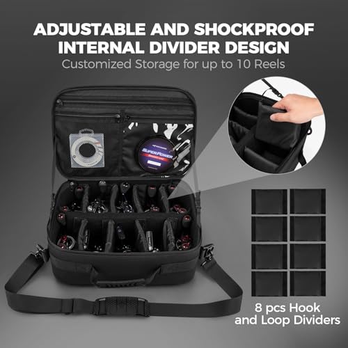 KastKing Fishing Reel Case Medium & Large, Customize Storage, Shockproof Internal Divider Design, Rigid Structural Loadmaster System, Tough and Water-resistant, Keep Reels Protective, Two Size Options - size: Large
