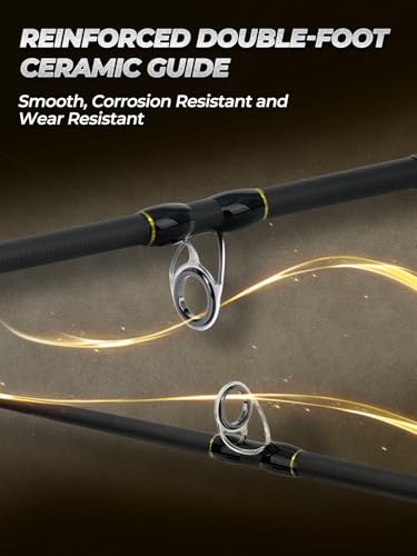 Jenseits Carbon Fiber Fishing Rod Series (6-12 Ft), Spinning & Casting Rods with Stainless Steel Ceramic Guides, Fast Action Fishing Pole for Bass, Trout, Walleye & Surf Fishing - size: 6'0"-Medium-Fast-Black, style: Casting