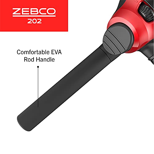 Zebco Zebco 202 Spincast Reel and Fishing Rod Combo, Pre-Spooled with 10-Pound Cajun Line, Includes Tackle Kit - color: Black/Red