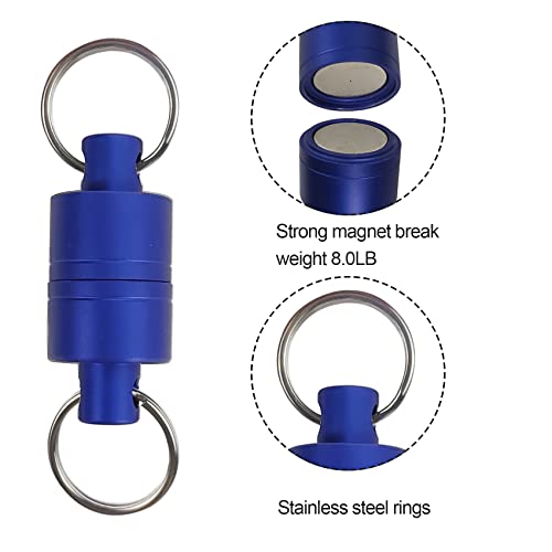 Aventik Magnetic Net Release Ultra-Strong Keychain Fly Fishing Net Retractor with Coiled Lanyard Carabiner Clip - color: Blue