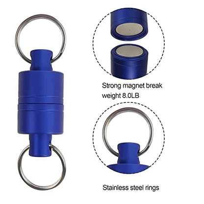 Aventik Magnetic Net Release Ultra-Strong Keychain Fly Fishing Net Retractor with Coiled Lanyard Carabiner Clip - color: Blue