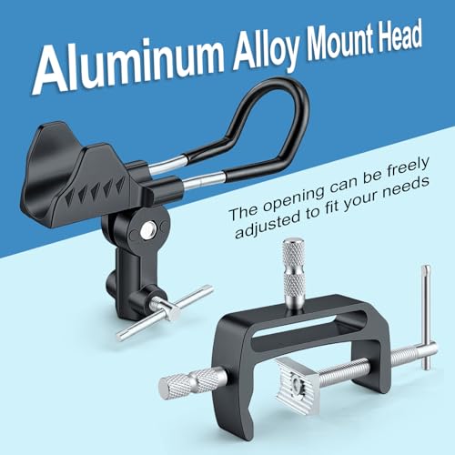 2 Pack Fishing Rod Holders for Boat, 360° Adjustable Stainless Steel , Compatible with Round/Square Rail & Boat Gunwale, Marine Grade Fishing Rod Mount for Boat Kayak - color: Black