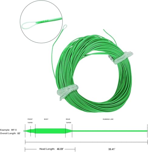 Aventik Fly Fishing Line Float Weight Forward Fly Line Fishing Trout Line Exposed Loop - color: Moss green, size: WF-3F