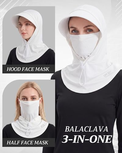 Shihanee 3 Pack Balaclava Face Mask Sun Protection Hood Cooling Breathable Full Head Mask for Men Women Fishing Cycling - color: Black, Light Gray, White