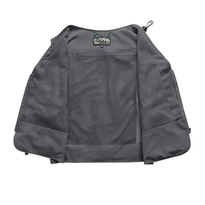 Men's Fishing Vest Casual Utility Lightweight Cargo Vest with Multi Pockets Outdoor Safari Photo Travel Jacket Vest - color: Y003- Gray, size: Small