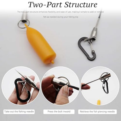 Fish Stringer with Snaps, Stainless Steel Fishing Lock Snap for Freshwater and Saltwater Anglers, Kayak Boat Fishing, Outdoor Enthusiasts - size: 6M