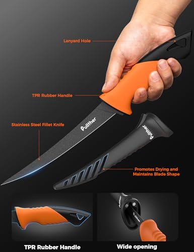 2PC Fishing Tool Kit - 7" Fillet Knife,Fishing Pliers,Multitool Hook Remover Fishing Pliers,Fishing Gear for Saltwater - color: 7"Fillet Knife with Magnetic Protective Sheath+ 7.5"Fishing Pliers