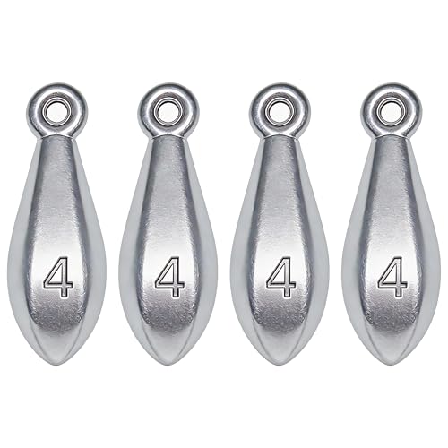 Fishing Weights Sinkers Bank Sinkers Bullet Weights for Surf Fishing Pier Bank Fishing Saltwater Fishing Gear 1oz to 8oz - size: 4 Ounce-4pcs