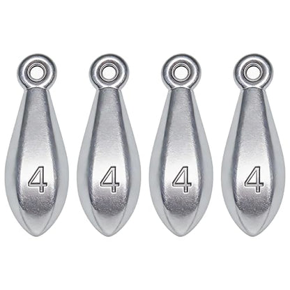 Fishing Weights Sinkers Bank Sinkers Bullet Weights for Surf Fishing Pier Bank Fishing Saltwater Fishing Gear 1oz to 8oz - size: 4 Ounce-4pcs