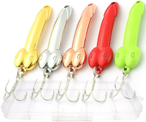 5Pcs Funny Fishing Lures for Men Freshwater Saltwater Fishing Equipment Fishing Spinner Baits for Bass/Trout Gag Gift for Valentine's Day, White Elephant Festival Father's Day - color: 15g
