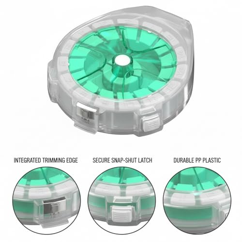 Fishing Line Storage Box, Compact PP Tackle Organizer for Leader & Carbon Spools, Portable Green Case for Lure Angling