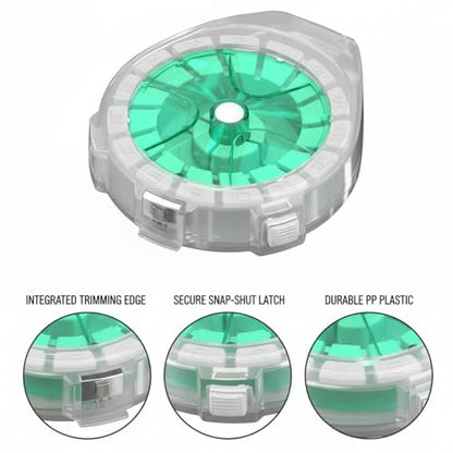 Fishing Line Storage Box, Compact PP Tackle Organizer for Leader & Carbon Spools, Portable Green Case for Lure Angling