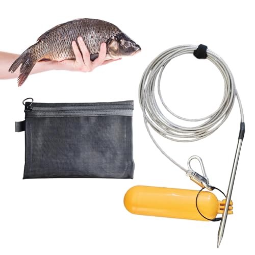 Corrosion-Resistant Fish Needle Hook Stringer, Stainless Steel Spear Fishing Cable & Float for Live Fishes Holder Accessories Saltwater Fishing Accessories - size: 2 meters