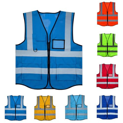 Fishing Vest - Work Vest for Men V Neck Zip Up Lightweight Breathable Sleeveless Utility Jackets Mesh Outwear Vests 2026 - color: 04# Light Blue