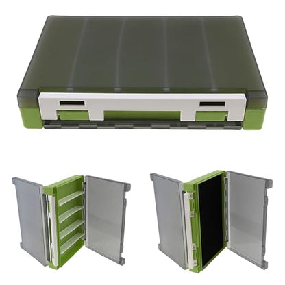 Double Sided Fishing Lure Box Organizer, Fishing Tackle Box Storage Hard Plastic Container Case for Lure Bait Hooks Beads (Green, 7.8 * 5.8 * 1.6 inch) - color: Green
