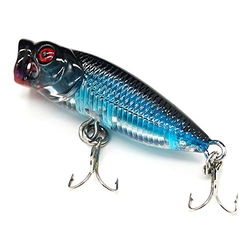 Seasky Fishing Plug Lures Micro Popper Topwater Trout Attack in Freshwater - color: Blue black