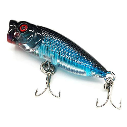 Seasky Fishing Plug Lures Micro Popper Topwater Trout Attack in Freshwater - color: Blue black
