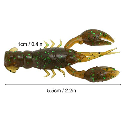 Flexible PVC Soft Fishing Lure Crawdad Baits, Set of 10 Portable Shrimp Lures, Reusable Elastic Bait for Outdoor Fishing Enthusiasts - color: Green