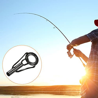 PATIKIL Tube Dia Fishing Rod Tips Repair Kit, Stainless Steel Black Guide Ring for Fishing - size: 3.4mm