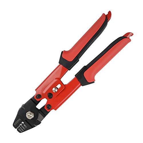Booms Fishing CP1 Fishing Crimping Pliers, High Carbon Steel Fishing Plier Wire Rope Leader Crimping Tool, 10 inch Crimpers Swager with Ergonomic Handle - style: Red Crimper Only