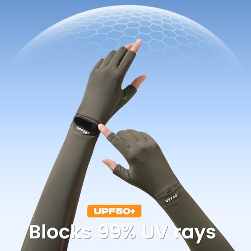 Full Finger UV Protection Gloves Driving Gloves Women, Breathable Touchscreen UPF Glove Sun Protection Glove - color: Deep Gray, size: One Size