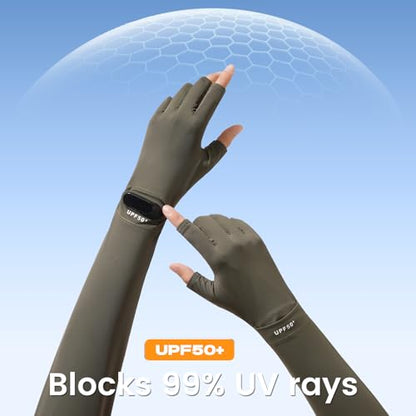 Full Finger UV Protection Gloves Driving Gloves Women, Breathable Touchscreen UPF Glove Sun Protection Glove - color: Army Green, size: One Size