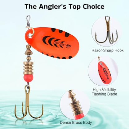 Goture Trout Lures Fishing Spinners, Hard Metal Spinner Baits for Freshwater and Saltwater, Spinner Lures Spoon Blade Fishing Lures Kit for Bass Trout Salmon Pike Walleye Crappie, Gifts for Men - color: B1:4pcs Trout Lures