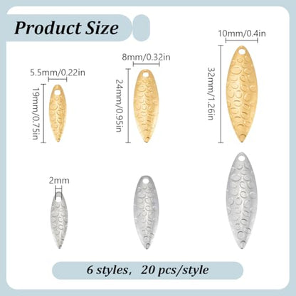 FREEBLOSS 120Pcs Fishing Lures Spoons Stainless Steel Spinner Blades Fishing Attractor Saltwater Lure Spinner Baits Spoons for Lure Crafts Supplies, 3 Sizes