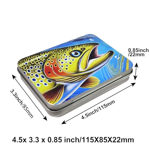 Aventik Metal Tin Portable Box Fly Fishing Tools Kit Includes a Fishing Knot Tool and Line Clipper Zinger Retractor Hook Remover Forceps - color: Tin Box+Dry fly patch+Zinger