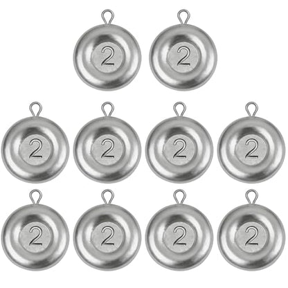 Disc Sinkers Fishing Weights, Coin Sinkers Saltwater Surf Fishing Weights for Bottom Drifting Trolling - size: 2oz-10pcs