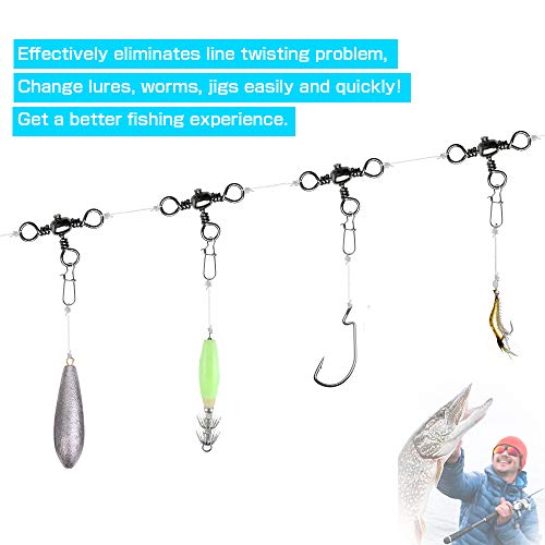 AMYSPORTS Stainless 3way Swivel Fishing crossline swivels 3 Way rigs Saltwater Freshwater Drifting trolling Fishing Tackle Connector for Spoons Minnow baits - size: Size6 (60lb) 25 pcs