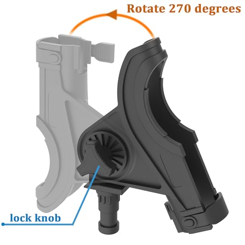 Huntury Fishing Rod Holder - No Mount Included, Compatible with Scotty Accessories, Quick-Release Strap for Spinning & Baitcaster Rods, Ideal for Kayaks, Canoes, and Small Boats, Pack of 2