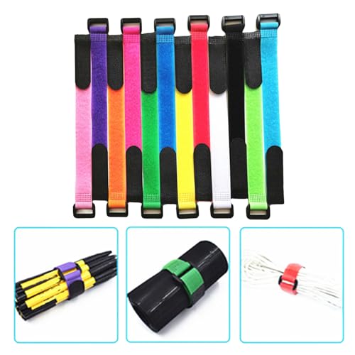 12Pcs Tie Belts Suspenders Fastener Cable Fishing Rod Holder Strap Fishing Accessory Wrap Band Holder High Strength - color: Black