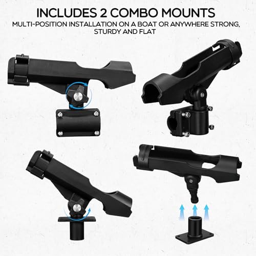 Liliful 4 Pcs Fishing Rod Holder for Boat Adjustable Kayak Swivel Fishing Pole Holders Accessories, Black - style: Classic