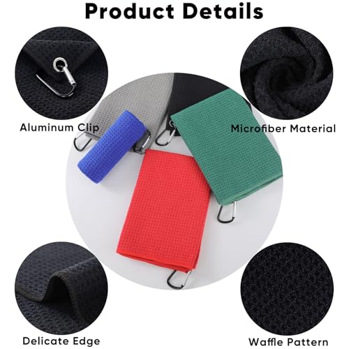 Microfiber Fishing Towel with Clip – 3 Pack 16"x16" Super Absorbent & Quick-Dry Towel for Fishing, Swimming, Camping, Car Detailing – Ultra-Soft, Lint-Free, Lightweight(Green-Grey-Black) - color: Green-grey-black