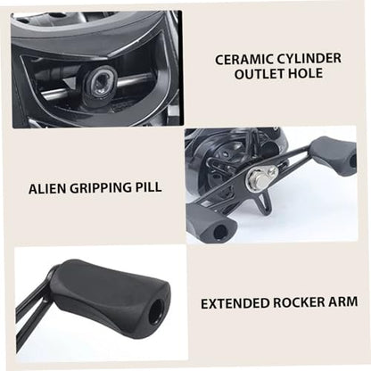 Fishing Reels with Handle, 7.2:1 Gear Ratio Baitcasting Reels, Strong Lightweight Weather-Resistant Reel for Fishing, Professional Black Gear for Enthusiasts