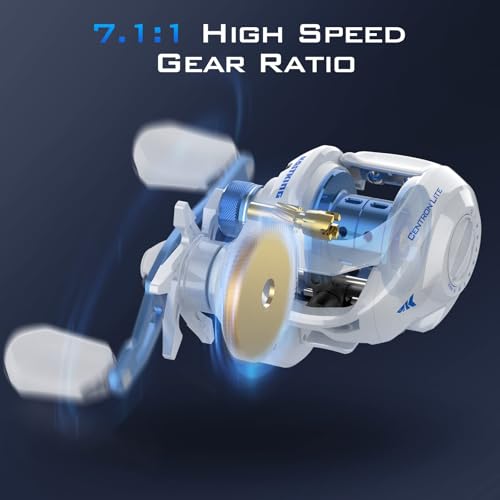 KastKing Centron Lite Travel Fishing Rod and Reel Combo, Cast-6'6" M- Left Handed (4pcs+ Extra Tip)