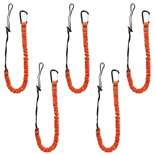 Tool Lanyard with Buckle Strap 5Pcs, 31.5 "-43.3" Extendable Length Tool Tether Lanyard with Carabiner and Adjustable Loop End, Scaffolding Roofing Fall Protection Tool Belts Accessories - size: 5 pack