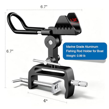 2 Pack Fishing Rod Holders for Boat, 360° Adjustable Stainless Steel , Compatible with Round/Square Rail & Boat Gunwale, Marine Grade Fishing Rod Mount for Boat Kayak - color: Black