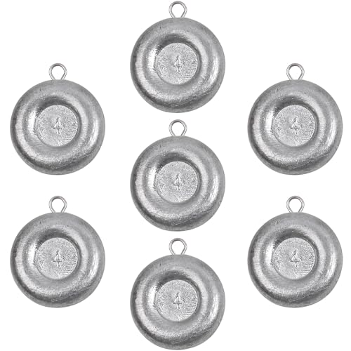 Disc Sinkers Fishing Weights Coin Weight Saltwater Fishing Weight sSinker Surf Fishing Inline Trolling Bottom Drifting Catfish Weight Sinker Fishing Tackle Gear 1oz 2oz 3oz 4oz 5oz 6oz 8oz - style: 4oz - 7pcs
