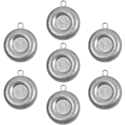Disc Sinkers Fishing Weights Coin Weight Saltwater Fishing Weight sSinker Surf Fishing Inline Trolling Bottom Drifting Catfish Weight Sinker Fishing Tackle Gear 1oz 2oz 3oz 4oz 5oz 6oz 8oz - style: 4oz - 7pcs