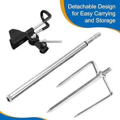 Fishing Rod Holders, 360 Degree Adjustable Fishing Pole Holders for Ground, Multifunctional Stainless Steel Beach Fishing Rod Holder Fishing Gifts for Men - color: black
