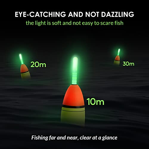QualyQualy Fishing Glow Sticks, 6 Pcs LED Glow Sticks for Fishing with Batteries, Night Fishing Light Up Fishing Bobbers Floats and Rod Tips - color: Red-6pcs