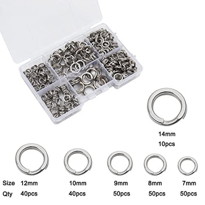 GREATFISHING 200PCS High Strength Heavy Stainless Steel Split Ring Lure Connector Swivels Snap with Fishing Pliers 30lb to 120lb Test - color: 240PC 7-14mm X-strong Ring With Plier