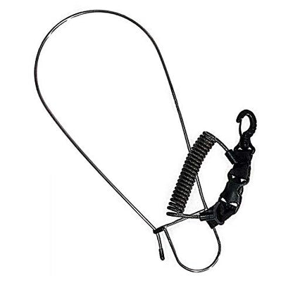 Calissa Offshore Kayak & Spearfishing Stainless Steel Fish Stringer Clip + 36” Steel Core Lanyard+Speargun Spear Fishing Freedive Freediving Scuba Dive Diving Large Holder - style: Black - Xtra Heavy Duty