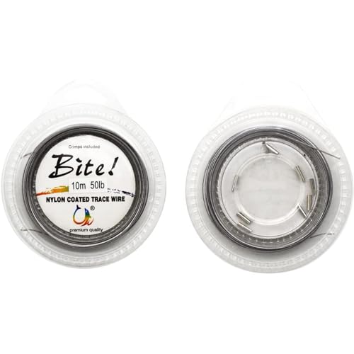 5LB-280LB 7 Strands Stainless Steel Wire Leader Nylon Coated-32.8ft Fishing Leader with 10pcs Crimp Sleeves - color: Silver with spool, size: 200LB
