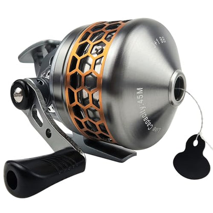 Spincast Fishing Reel, All-Metal Gears, Easy to Use Push Button Casting Design, Changeable Right/Left-Hand Retrieve - color: Silver